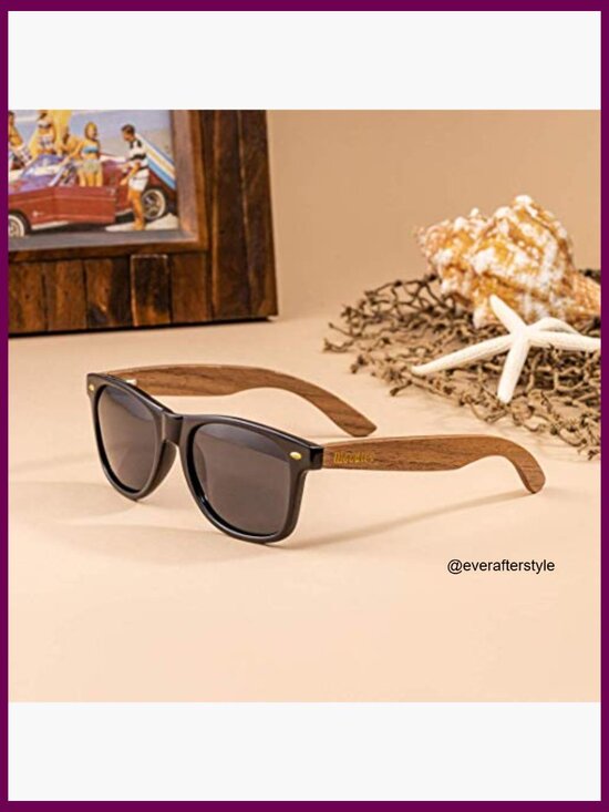 Wood Frame Polarized Sunglasses with UV Protection for Men and Women
